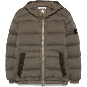 Stone Island, Heren, Jassen, Groen, Maat: XL Nylon,