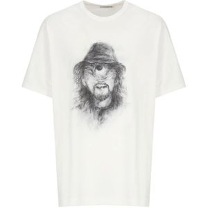 Yohji Yamamoto, Heren, Tops, Wit, Maat: M Katoen,
