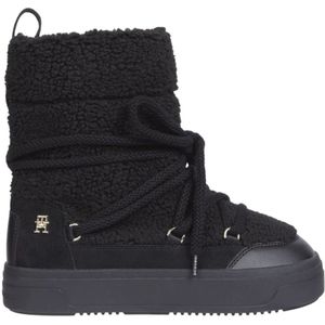 Tommy Hilfiger - Shearling Enkel Snowboots - Zwart - Polyester