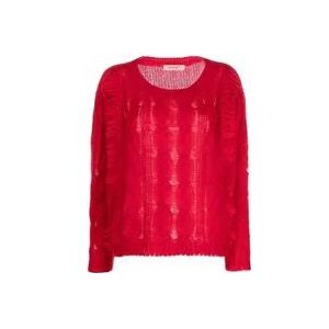 Twinset Rode Trui met Rafelige Details , Red , Dames , Maat: S