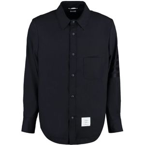 Thom Browne, Heren, Overhemden, Blauw, Maat: M Wol,
