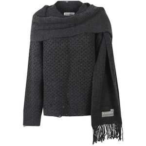 MM6 Maison Margiela, Dames, Truien, Grijs, Maat: S Leer,