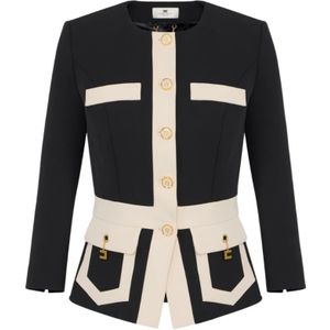 Elisabetta Franchi, Dames, Jassen, Zwart, Maat: XL Zijde,