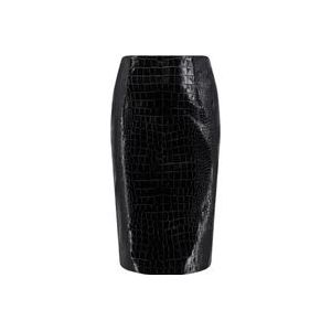 Versace Leren rok met krokodillenprint , Black , Dames , Maat: S