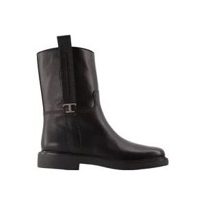 Tod's Zwarte Leren Instaplaarzen , Black , Dames , Maat: 38 EU