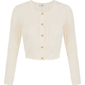 Elisabetta Franchi, Dames, Truien, Wit, Maat: XL Viscose,