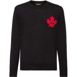 Dsquared2, Heren, Truien, Zwart, Maat: L Wol,
