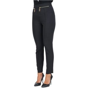 Elisabetta Franchi, Dames, Broeken, Zwart, Maat: XS Poliester,