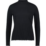 Betty & Co - Longsleeve - Zwart - Shirt met Ribstructuur met Lange Mouwen