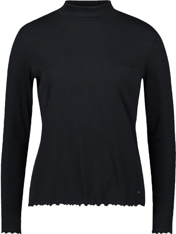 Betty & Co - Longsleeve - Zwart - Shirt met Ribstructuur met Lange Mouwen