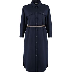 Peserico, Dames, Jurken, Blauw, Maat: S Wol,