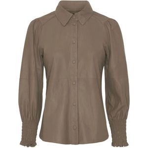 Notyz, Dames, Blouses & Shirts, Beige, Maat: XS Leer,
