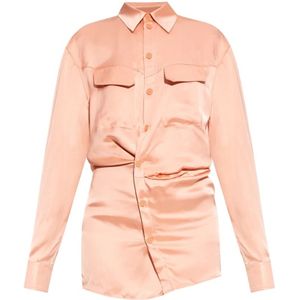 Off White, Dames, Jurken, Oranje, Maat: 2XS Satijn,