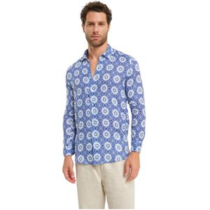 Peninsula, Heren, Overhemden, Blauw, Maat: 2XL Linnen,