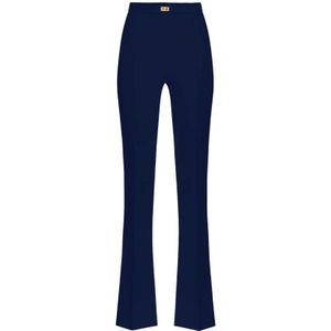 Elisabetta Franchi, Dames, Broeken, Blauw, Maat: XL Poliester,