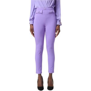 Elisabetta Franchi, Dames, Broeken, Paars, Maat: L Leer,