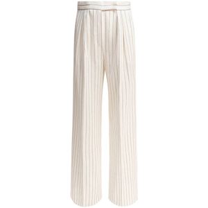 Max Mara, Dames, Broeken, Wit, Maat: M Katoen,