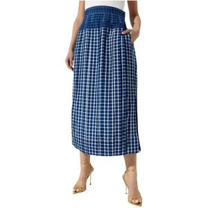 Tory Burch, Dames, Rokken, Blauw, Maat: S Zijde,