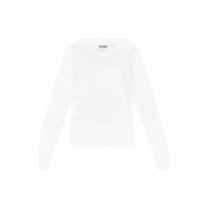 Ganni Wit Slim Fit T-shirt met Strass Ontwerp , White , Dames , Maat: XS
