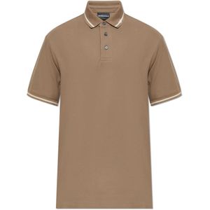 Emporio Armani, Heren, Tops, Bruin, Maat: M Leer,