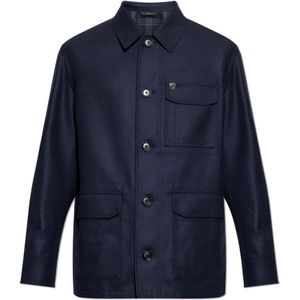 Brioni, Heren, Jassen, Blauw, Maat: 3XL Wol,