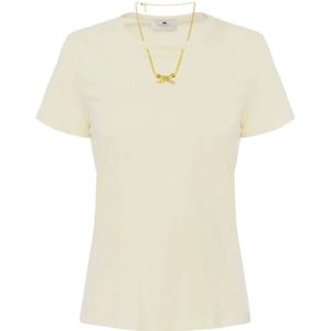 Elisabetta Franchi, Dames, Tops, Beige, Maat: XS Katoen,