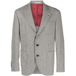 Brunello Cucinelli, Heren, Jassen, Grijs, Maat: L Leer,