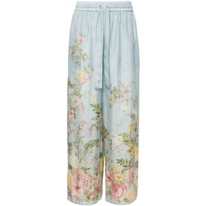 Zimmermann Bloemen Zijden Palazzo Broek , Blue , Dames , Maat: S