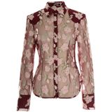 Rotate Birger Christensen - Overhemden - Veelkleurig - Bordeaux Bloemenprint Mesh Shirt