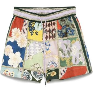 Alemais, Dames, Korte broeken, Veelkleurig, Maat: S Linnen,