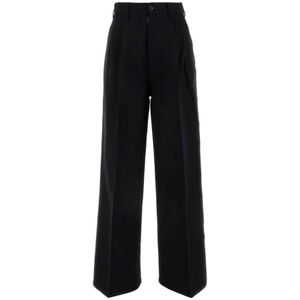 Maison Margiela, Dames, Broeken, Zwart, Maat: 2XS Denim,