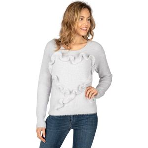 Trussardi, Dames, Truien, Grijs, Maat: L Leer,
