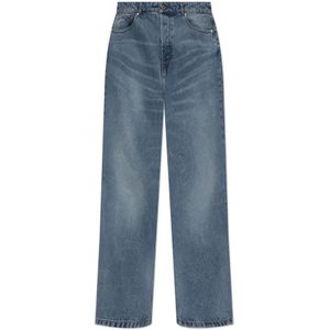 AMI - Logo Jeans - Blauw - Regular Fit - Wijde Pijpen