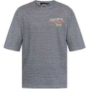 Dsquared2 - T-shirt - Blauw - Linnen - Korte Mouwen