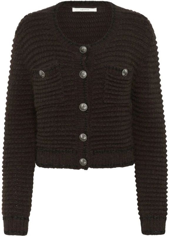 Gebreid jack met knoopsluiting, model 'cleana'