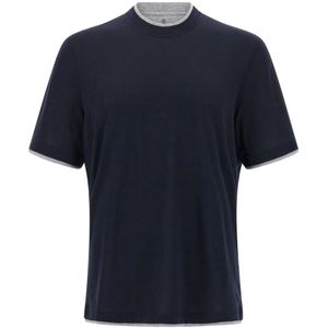 Brunello Cucinelli, Heren, Tops, Blauw, Maat: S Katoen,
