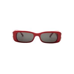 Balenciaga Rechthoekige zonnebril met grijze lenzen , Red , Dames , Maat: ONE Size