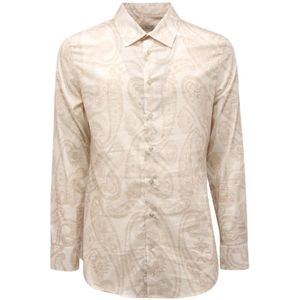 Etro, Heren, Overhemden, Beige, Maat: XL Katoen,