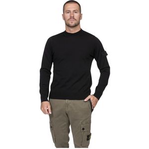 Stone Island, Heren, Truien, Zwart, Maat: S Wol,