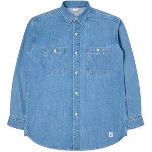 Edwin, Heren, Overhemden, Blauw, Maat: S Denim,