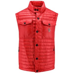 Moncler Rode Snap Knopen Jassen & Mantels , Red , Heren , Maat: M