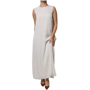 Peserico - Kleedjes - Dames - Wit - Maxi Jurk met Logo Details