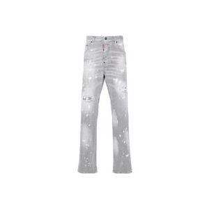 Dsquared2 Distressed Straight-Leg Jeans , Gray , Heren , Maat: XL