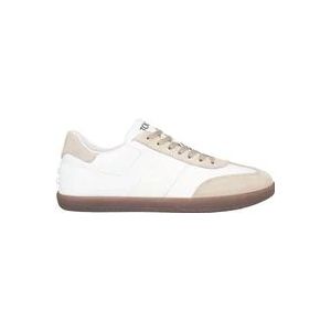 Tod's Casual Leren Sneakers Mastice/Bianco , Multicolor , Heren , Maat: 40 EU