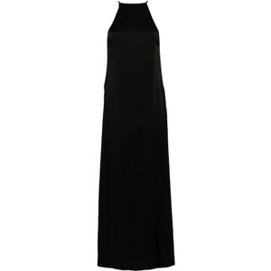 Saint Laurent, Dames, Jurken, Zwart, Maat: S Satijn,