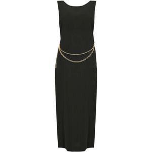 Twinset, Dames, Jurken, Zwart, Maat: XS Leer,