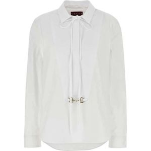 Gucci, Dames, Blouses & Shirts, Wit, Maat: XL Katoen,