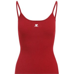 Courrèges, Dames, Tops, Rood, Maat: S Viscose,