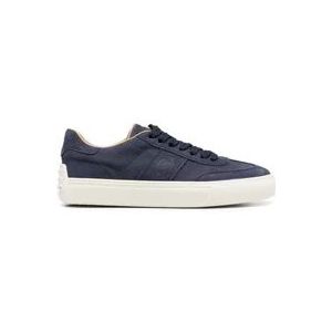 Tod's Blauwe Grained Leren Lage Sneakers , Blue , Heren , Maat: 42 1/2 EU