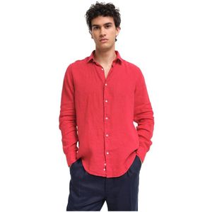 Peninsula, Heren, Overhemden, Rood, Maat: S Linnen,